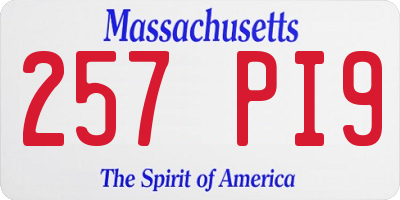 MA license plate 257PI9