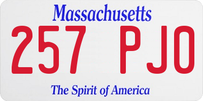 MA license plate 257PJ0