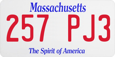 MA license plate 257PJ3