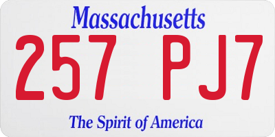 MA license plate 257PJ7
