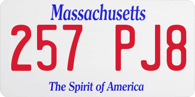 MA license plate 257PJ8