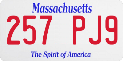 MA license plate 257PJ9