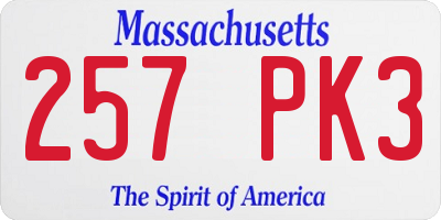 MA license plate 257PK3