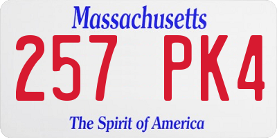 MA license plate 257PK4