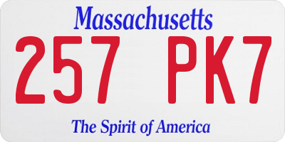 MA license plate 257PK7