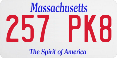 MA license plate 257PK8