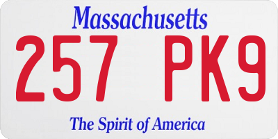 MA license plate 257PK9