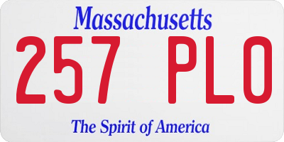 MA license plate 257PL0