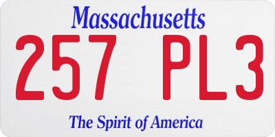 MA license plate 257PL3