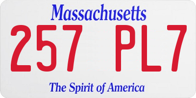 MA license plate 257PL7