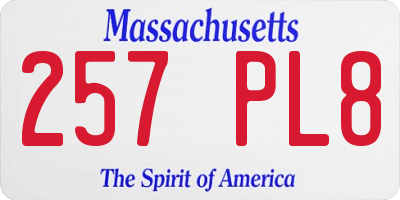 MA license plate 257PL8