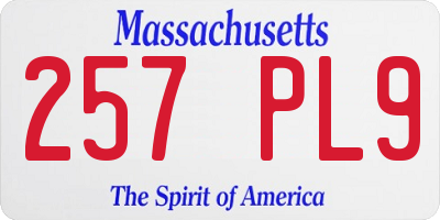MA license plate 257PL9