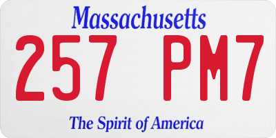 MA license plate 257PM7