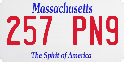 MA license plate 257PN9