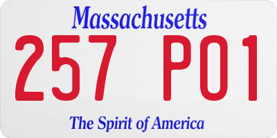 MA license plate 257PO1