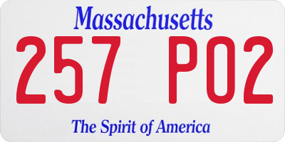 MA license plate 257PO2