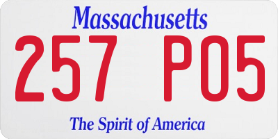 MA license plate 257PO5