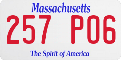MA license plate 257PO6