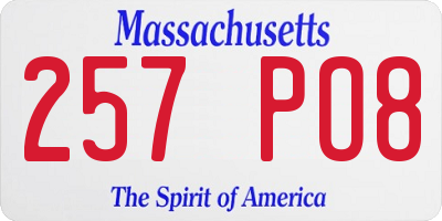 MA license plate 257PO8