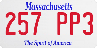 MA license plate 257PP3