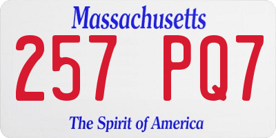 MA license plate 257PQ7