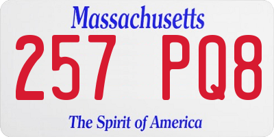 MA license plate 257PQ8