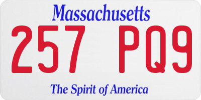 MA license plate 257PQ9
