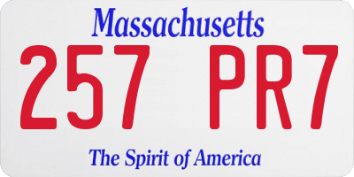 MA license plate 257PR7