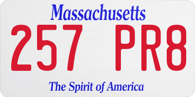 MA license plate 257PR8