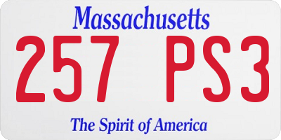 MA license plate 257PS3