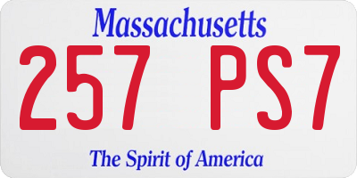 MA license plate 257PS7