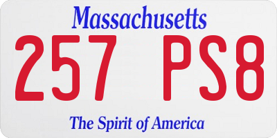 MA license plate 257PS8