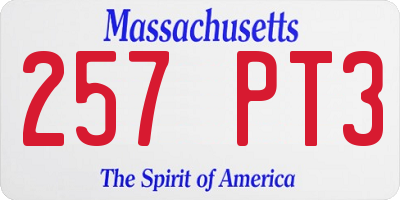 MA license plate 257PT3