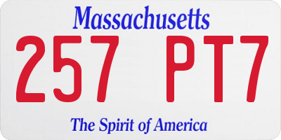 MA license plate 257PT7