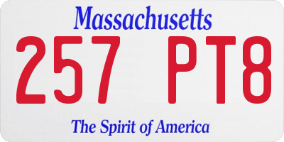MA license plate 257PT8
