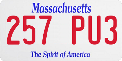 MA license plate 257PU3