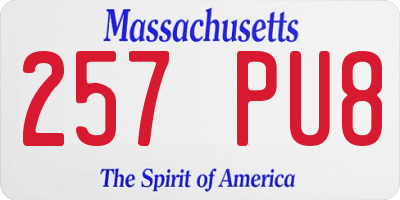 MA license plate 257PU8