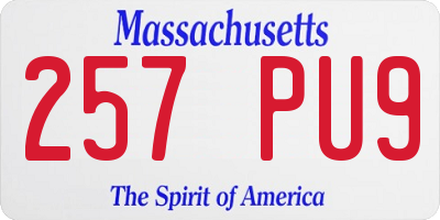 MA license plate 257PU9