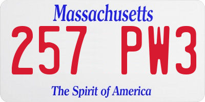 MA license plate 257PW3
