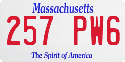 MA license plate 257PW6