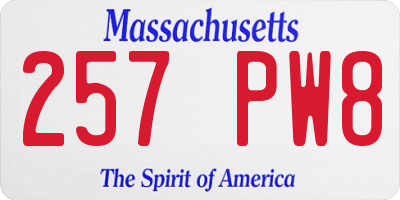 MA license plate 257PW8