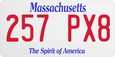 MA license plate 257PX8