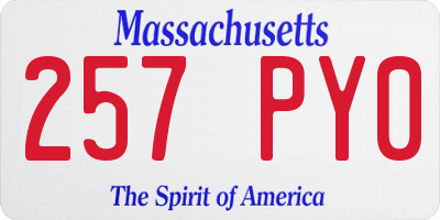 MA license plate 257PY0