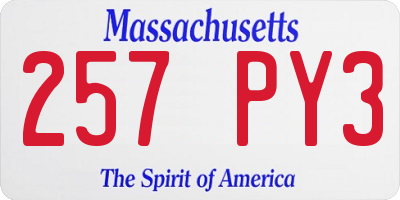 MA license plate 257PY3