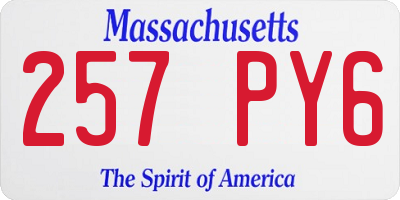 MA license plate 257PY6
