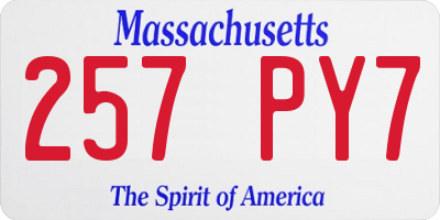 MA license plate 257PY7
