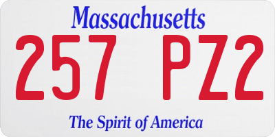 MA license plate 257PZ2
