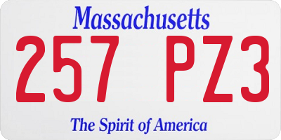 MA license plate 257PZ3