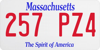 MA license plate 257PZ4