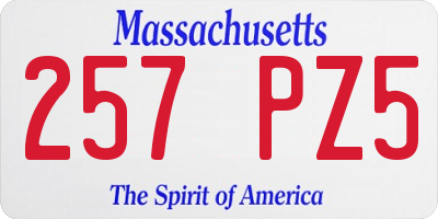 MA license plate 257PZ5